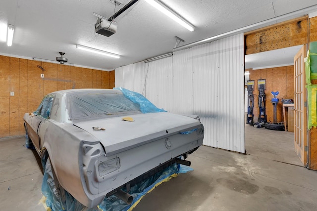 garage with a garage door opener