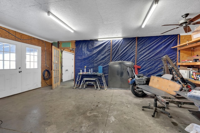 garage featuring french doors