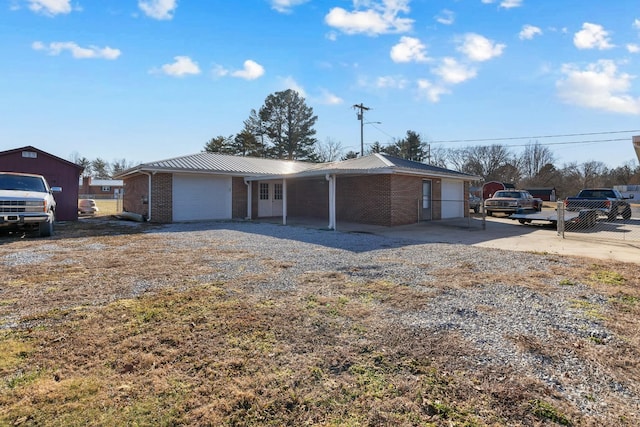 single story home with a garage