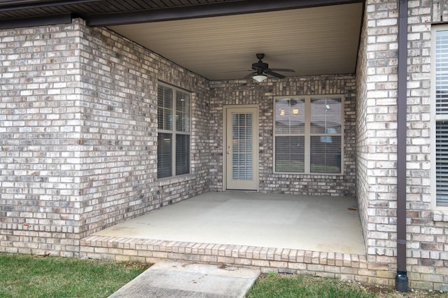 view of patio / terrace featuring ceiling fan