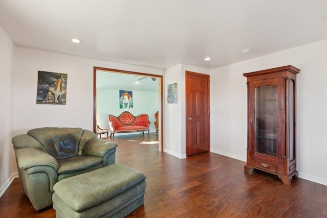 sitting room featuring dark hardwood / wood-style floors