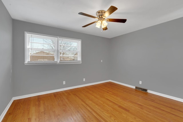 spare room featuring hardwood / wood-style flooring and ceiling fan