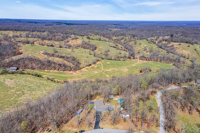 bird's eye view with a rural view