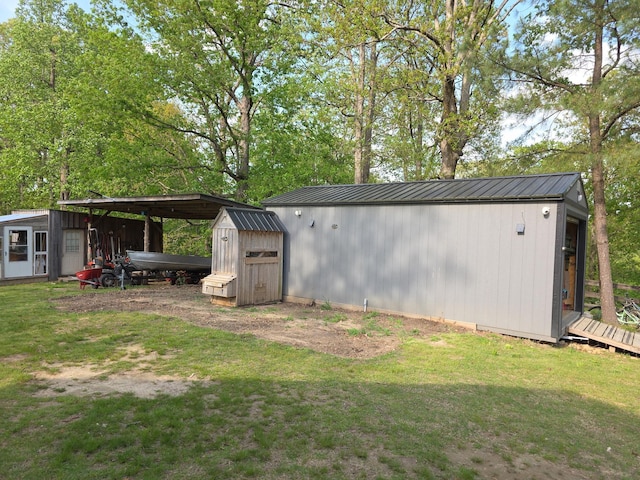 view of shed featuring a carport