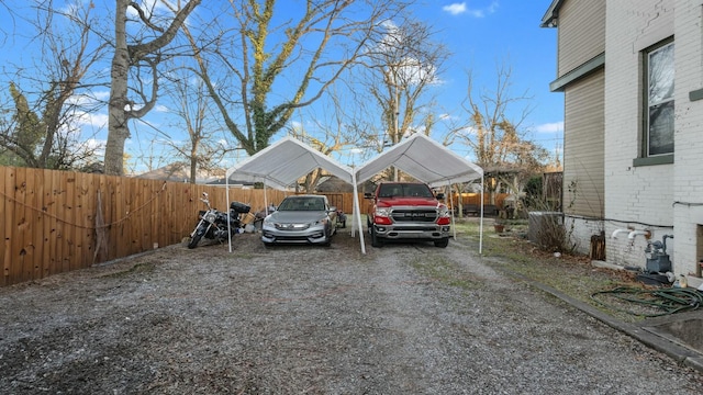 view of parking with a carport