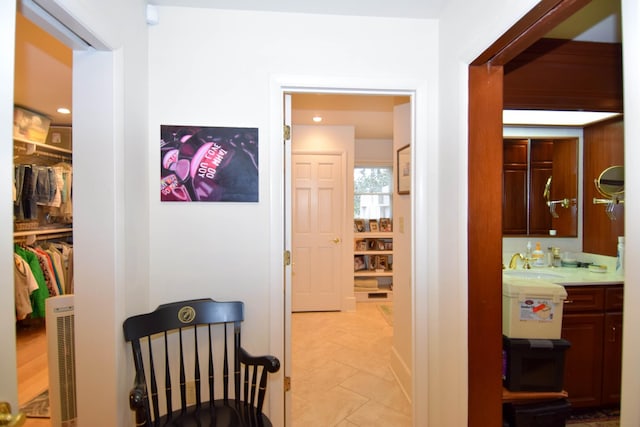 corridor with sink