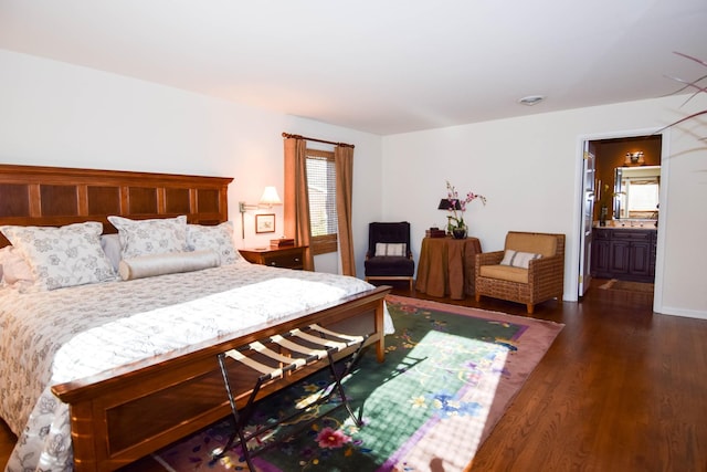 bedroom featuring dark wood-type flooring