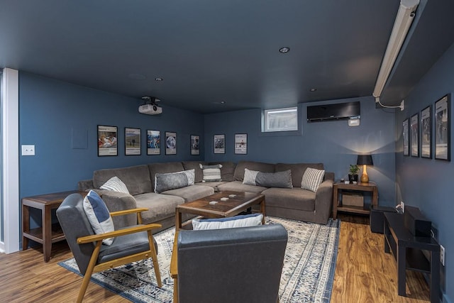 living room with wood-type flooring