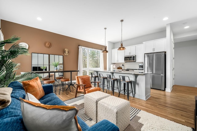 living room featuring light hardwood / wood-style flooring