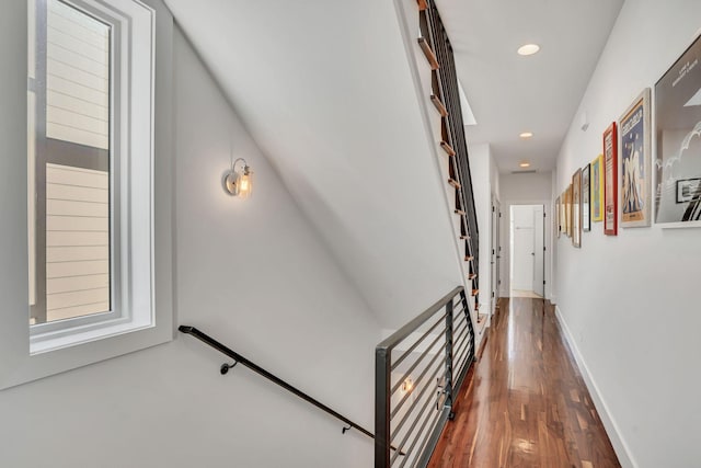 hallway featuring dark hardwood / wood-style floors