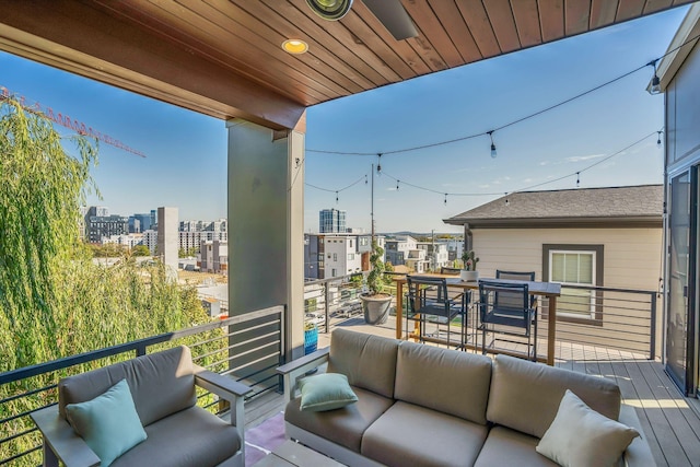 balcony featuring an outdoor living space