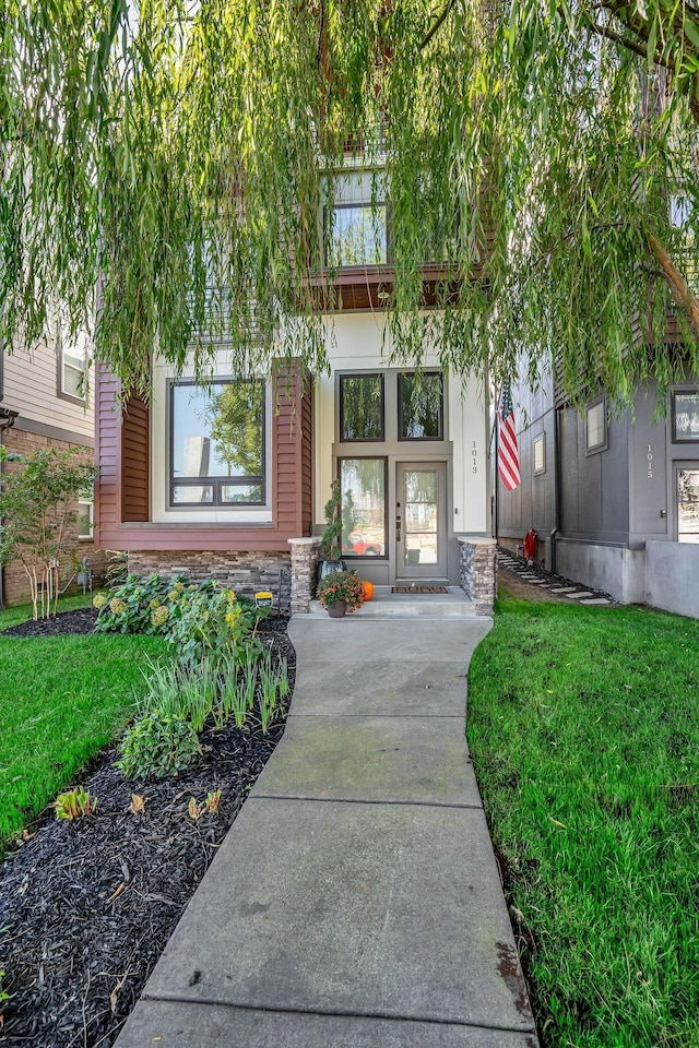 exterior space with a front yard