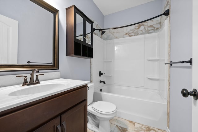 full bathroom featuring vanity, toilet, and shower / bath combination