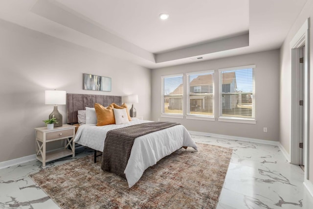 bedroom featuring a raised ceiling