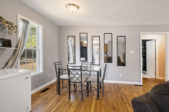 dining space featuring hardwood / wood-style floors