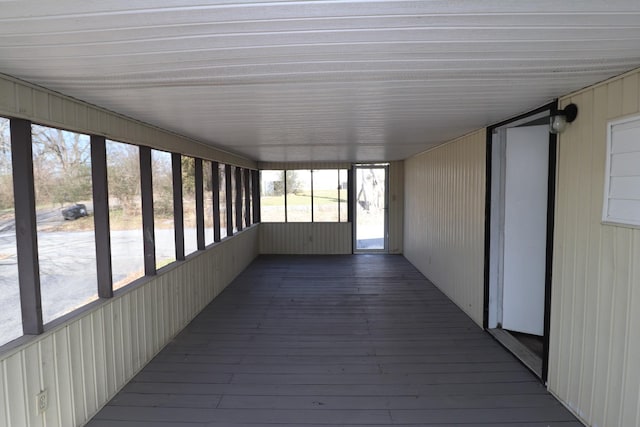 view of unfurnished sunroom