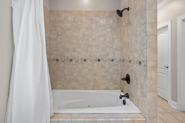 bathroom featuring tile patterned flooring and shower / bath combo