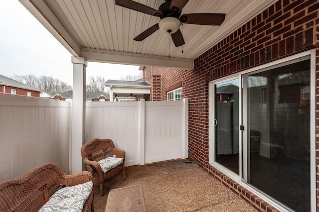 view of patio / terrace with ceiling fan