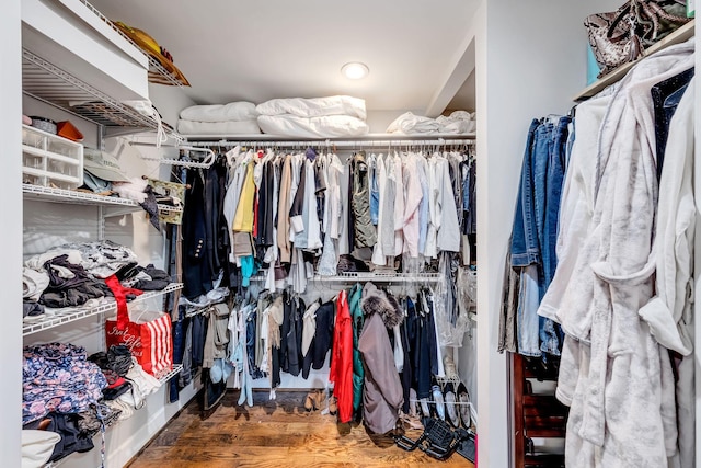 spacious closet featuring hardwood / wood-style floors