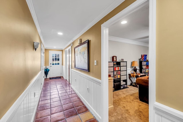 corridor with ornamental molding