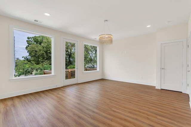 interior space with light hardwood / wood-style flooring