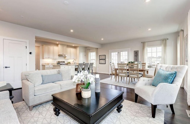 living room featuring light hardwood / wood-style flooring