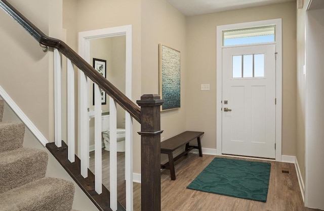 foyer entrance featuring wood-type flooring