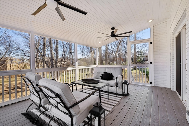 deck featuring ceiling fan