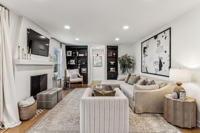 living room featuring light hardwood / wood-style flooring