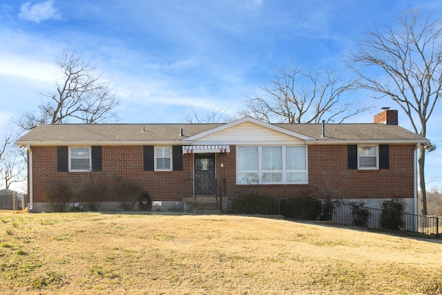 single story home with a front yard