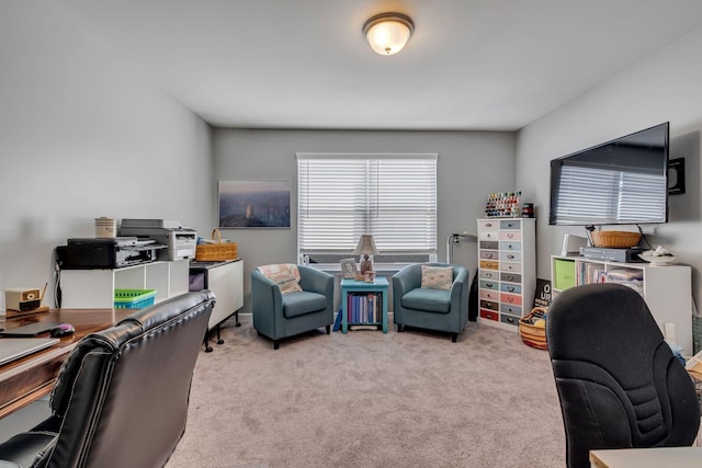 home office with light carpet