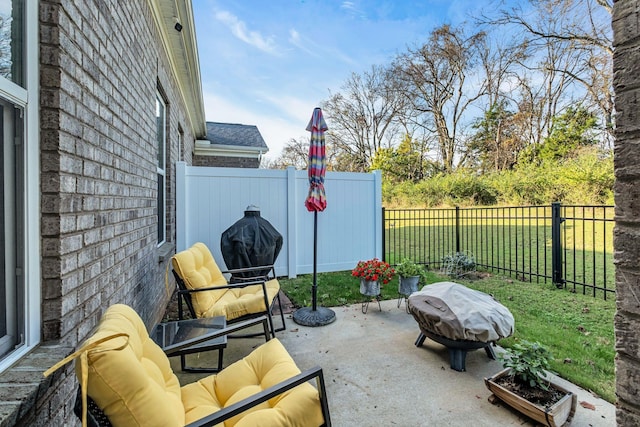 view of patio featuring area for grilling