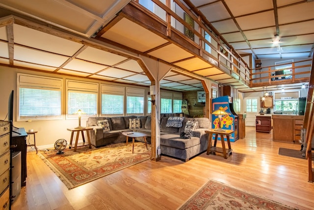 living room with light hardwood / wood-style floors