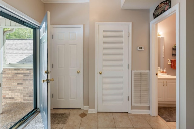 interior space with light tile patterned flooring