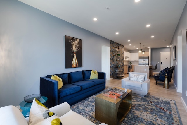 living room featuring light hardwood / wood-style flooring