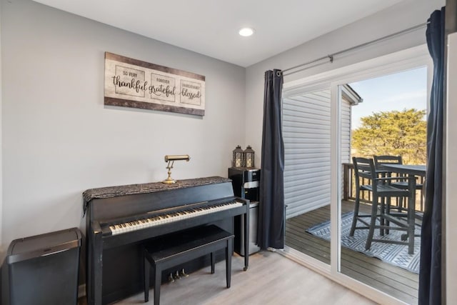 misc room with light hardwood / wood-style flooring