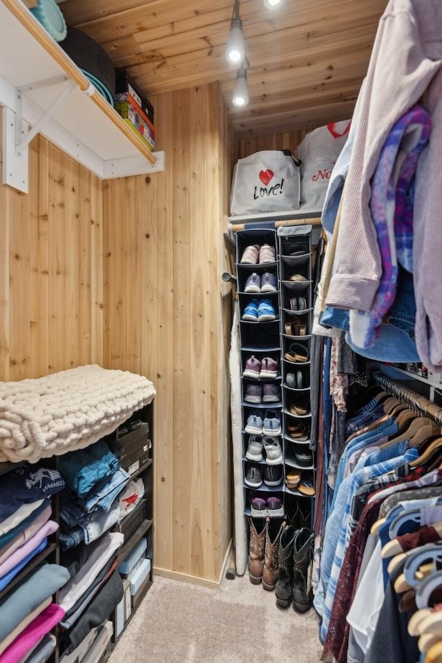 spacious closet featuring carpet floors