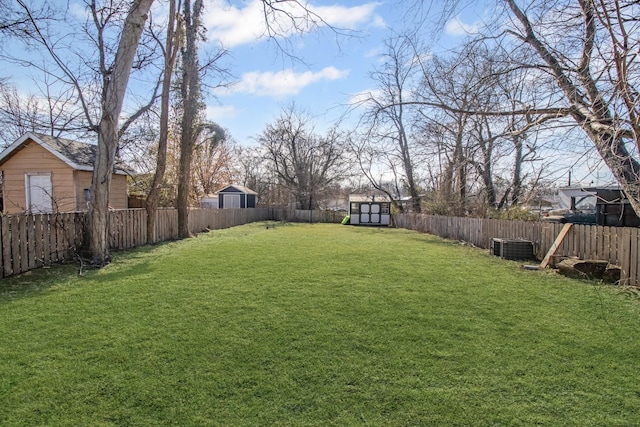 view of yard with a shed