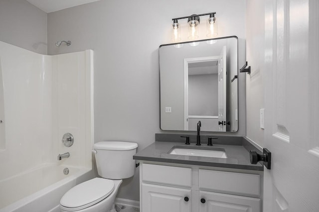 full bathroom featuring vanity, shower / tub combination, and toilet