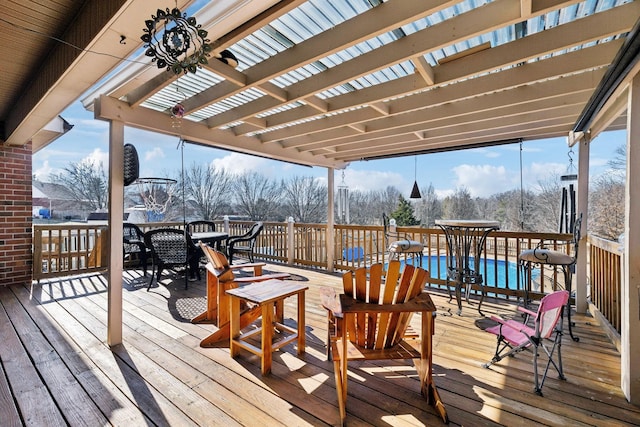 wooden deck with a pergola