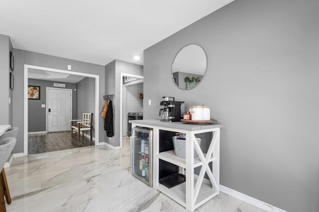 interior space featuring beverage cooler