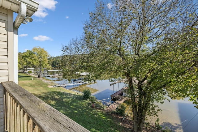 water view featuring a dock