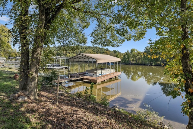 view of dock featuring a water view