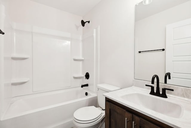 full bathroom with vanity, toilet, and shower / bathing tub combination