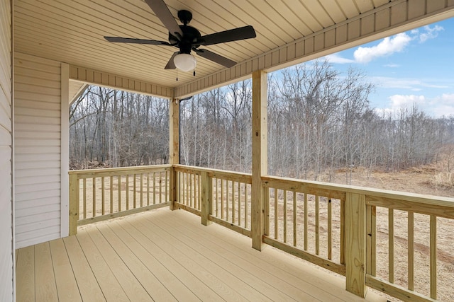 wooden terrace with ceiling fan