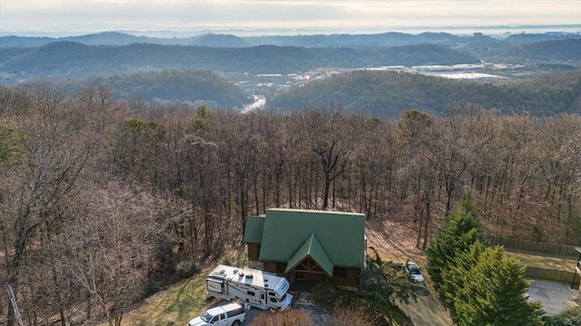 drone / aerial view with a mountain view