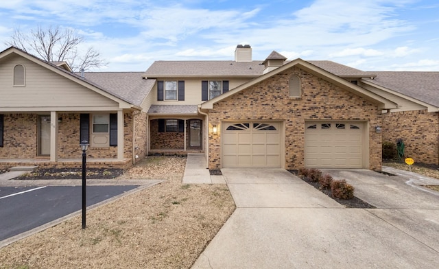 view of front of property with a garage