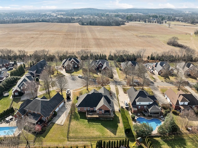 bird's eye view with a rural view