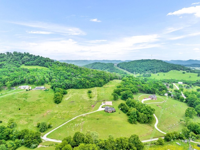 aerial view with a rural view and a mountain view