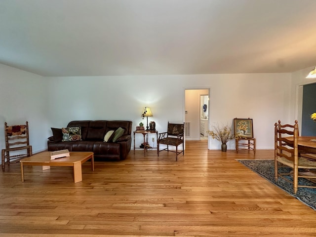 living room featuring light wood-type flooring